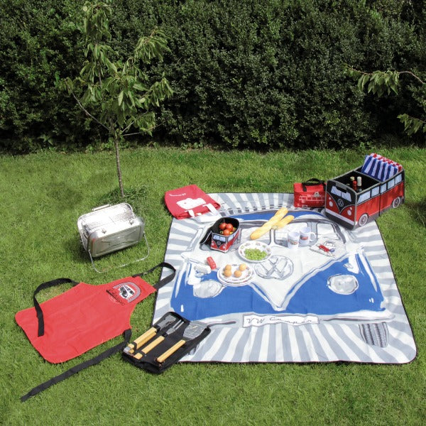 VW T1 Bus Picnic Blanket With Carrying Bag - Blue