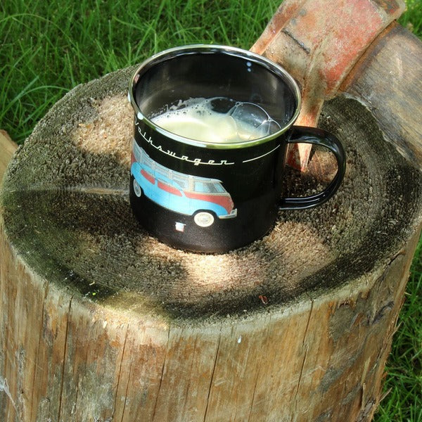 VW T1 Bus Enamel Mug - Samba & Beetle