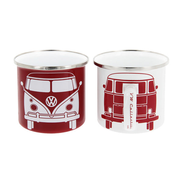 VW T1 Bus Enamel Mug Set - Red & White