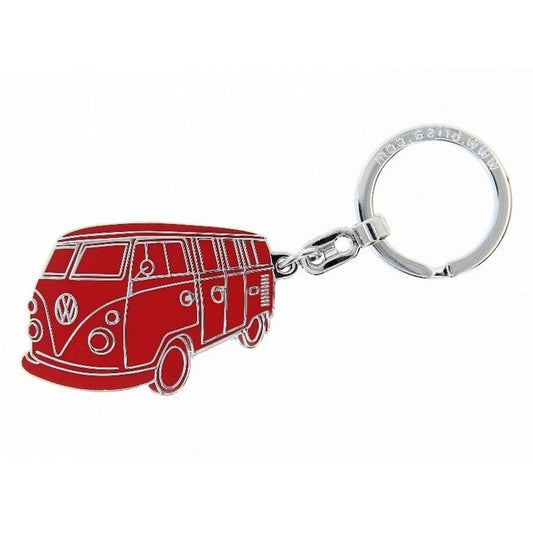 VW T1 Bus Enamel Key Ring - Red Silhouette