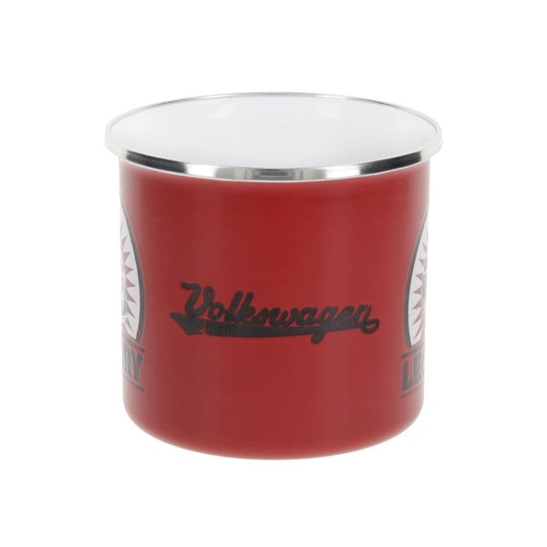 VW T1 Bus Enamel Mug - Red Vintage Logo