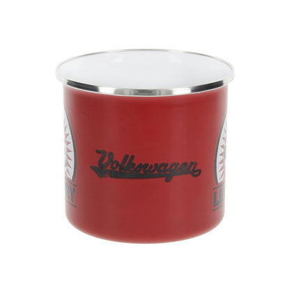 VW T1 Bus Enamel Mug - Red Vintage Logo
