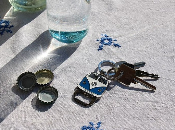 VW T1 Bus Key Ring with Bottle Opener - Blue