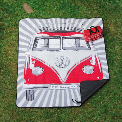 VW T1 Bus Picnic Blanket With Carrying Bag - Red