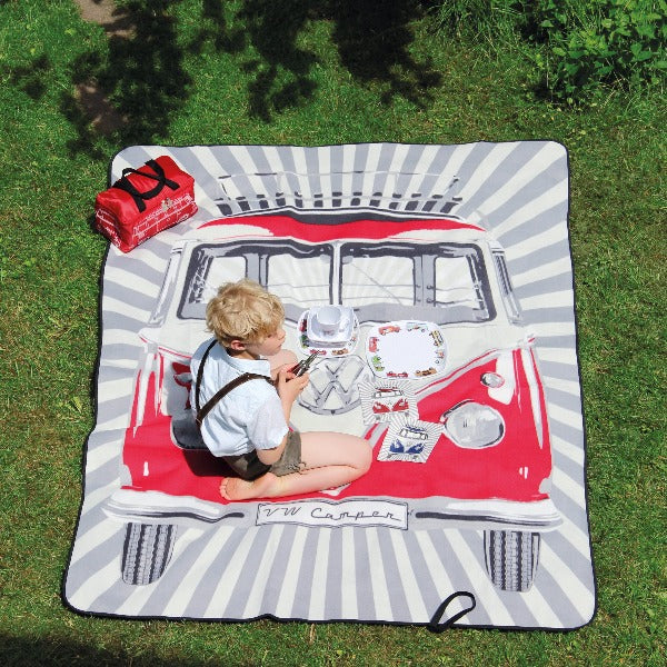 VW T1 Bus Picnic Blanket With Carrying Bag - Red