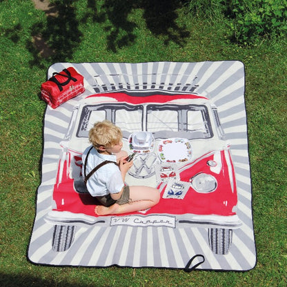 VW T1 Bus Picnic Blanket With Carrying Bag - Red