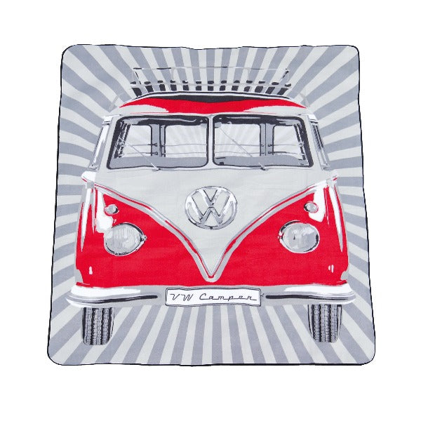 VW T1 Bus Picnic Blanket With Carrying Bag - Red