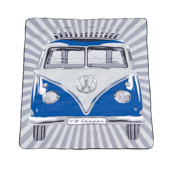 VW T1 Bus Picnic Blanket With Carrying Bag - Blue