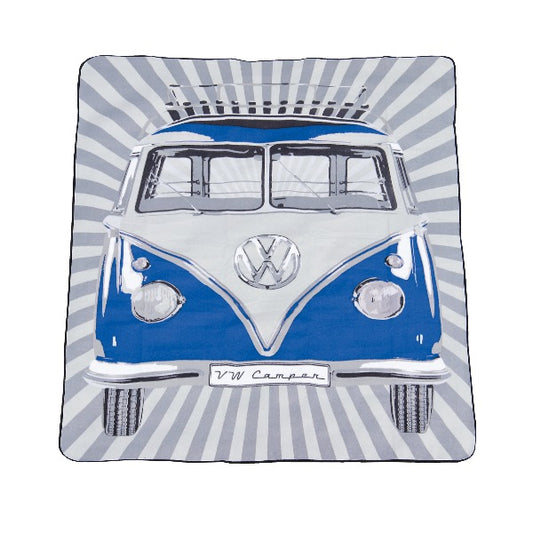 VW T1 Bus Picnic Blanket With Carrying Bag - Blue