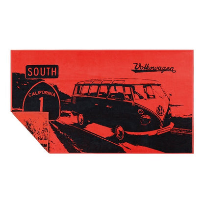 VW T1 Bus Beach Towel - Highway 1 Red