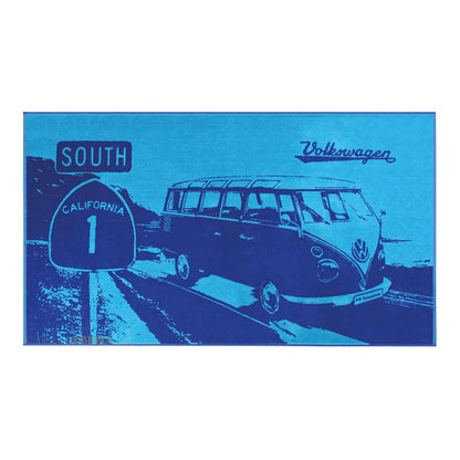 VW T1 Bus Beach Towel - Highway 1 Blue