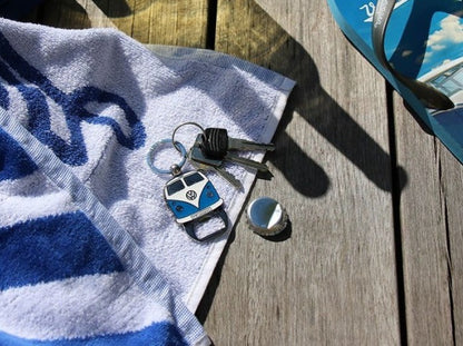 VW T1 Bus Key Ring with Bottle Opener - Blue