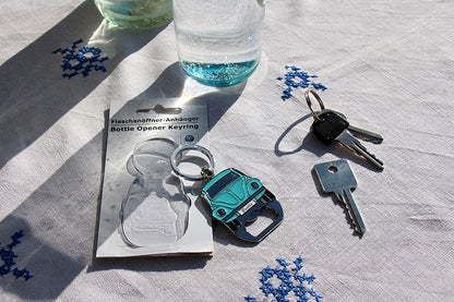 VW Beetle Key Ring with Bottle Opener - Blue