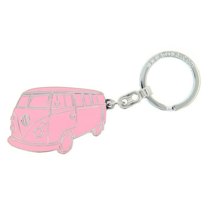 VW T1 Bus Enamel Key Ring - Pink Silhouette