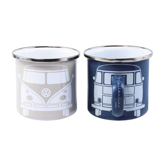 VW T1 Bus Enamel Mug Set - Blue & Grey
