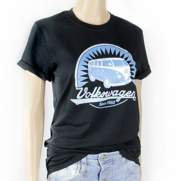 VW T1 Bus T-Shirt Vintage Logo - L